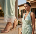 Satin Halter & Lace Trouser Co-ord Set