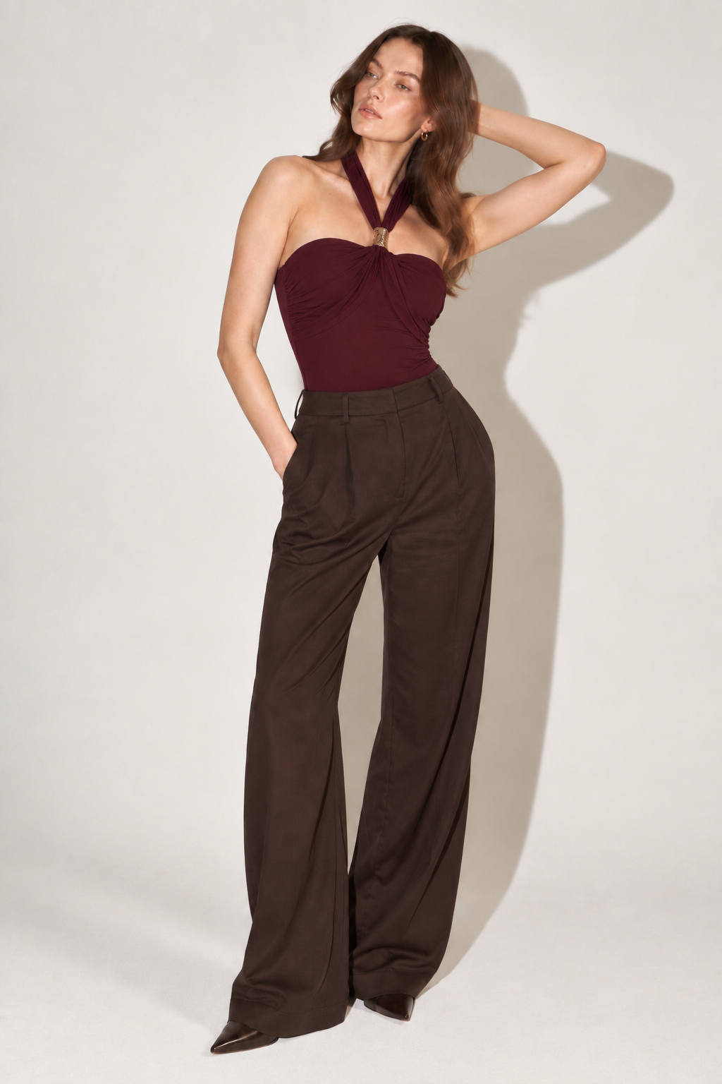Maroon Halter Bodysuit