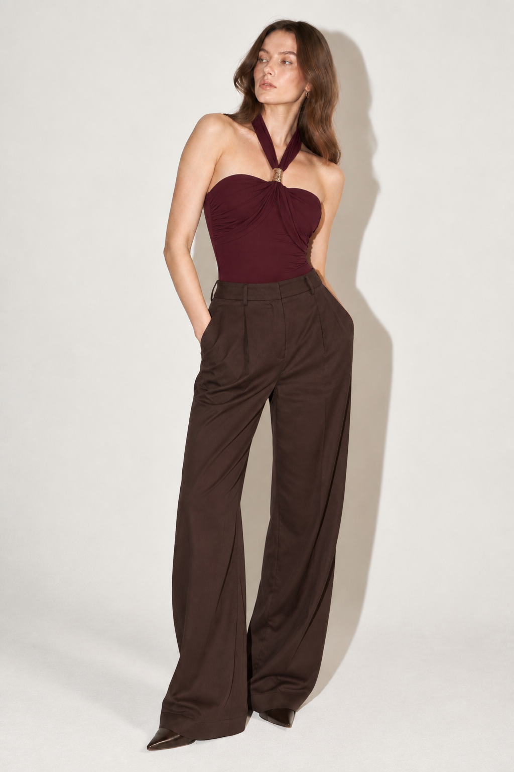 Maroon Halter Bodysuit