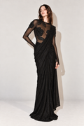 Black Silk Crush Pre-Draped Saree