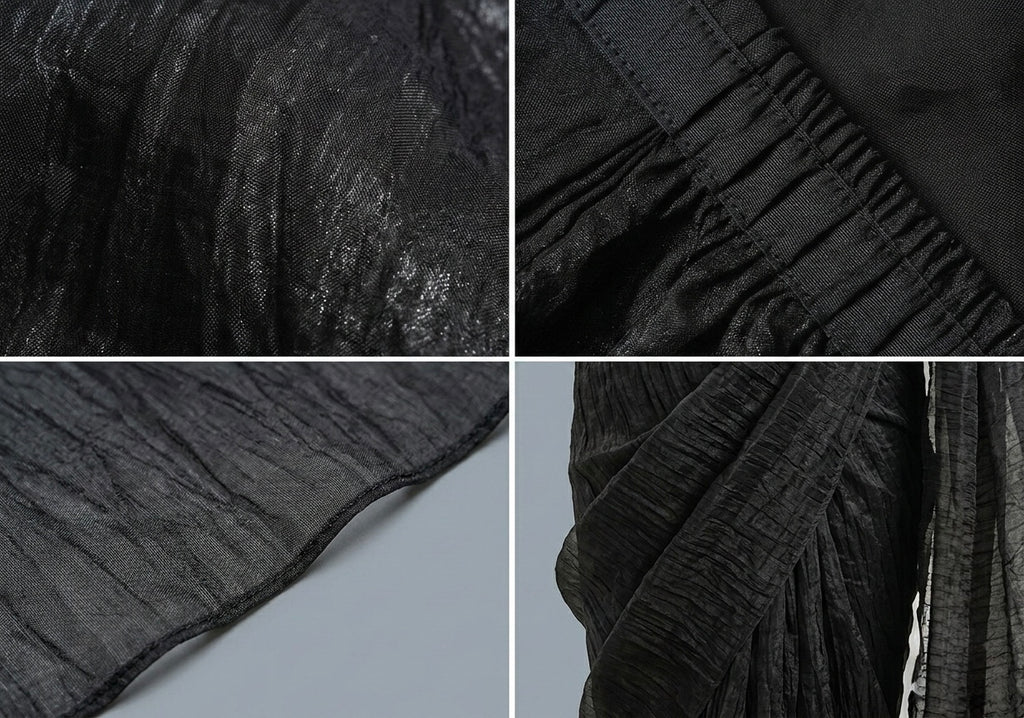 Black Silk Crush Pre-Draped Saree