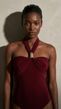 Maroon Halter Bodysuit