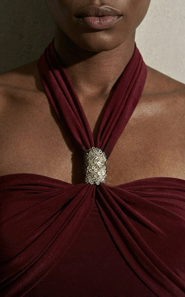 Maroon Halter Bodysuit
