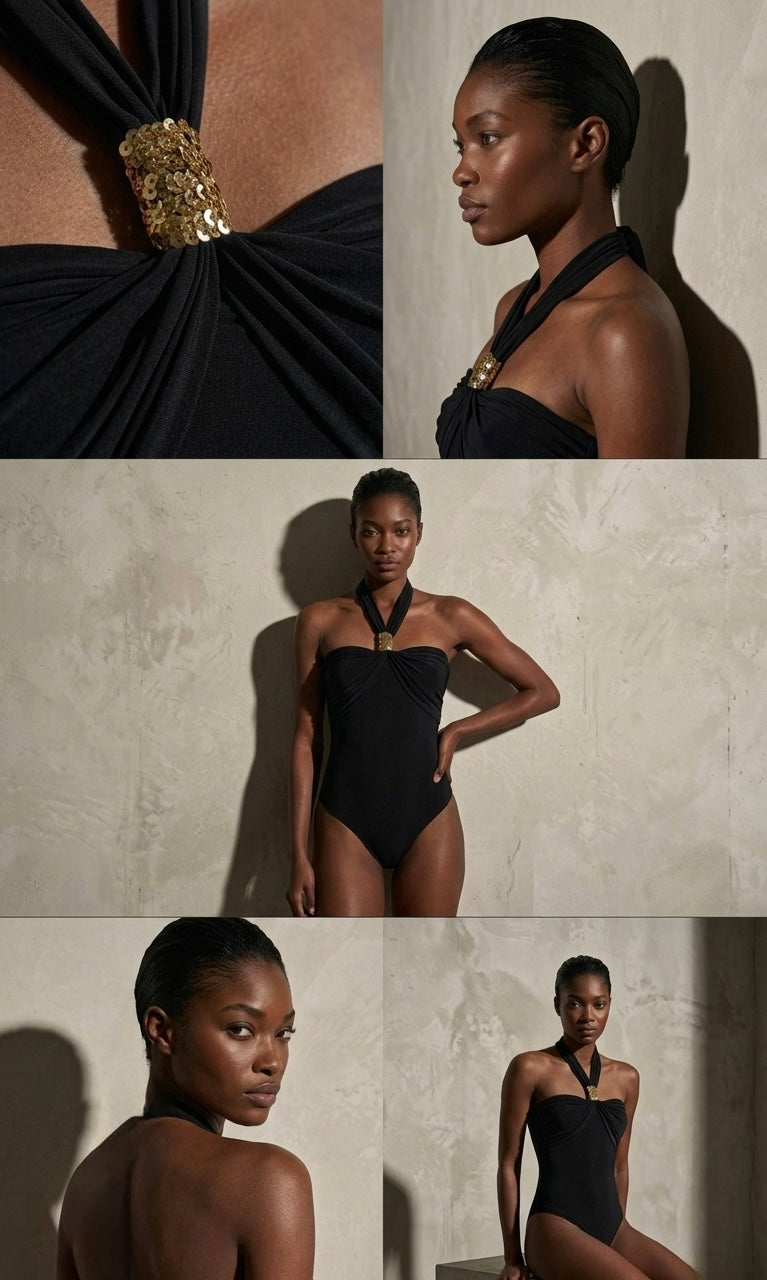 Noire Halter Bodysuit